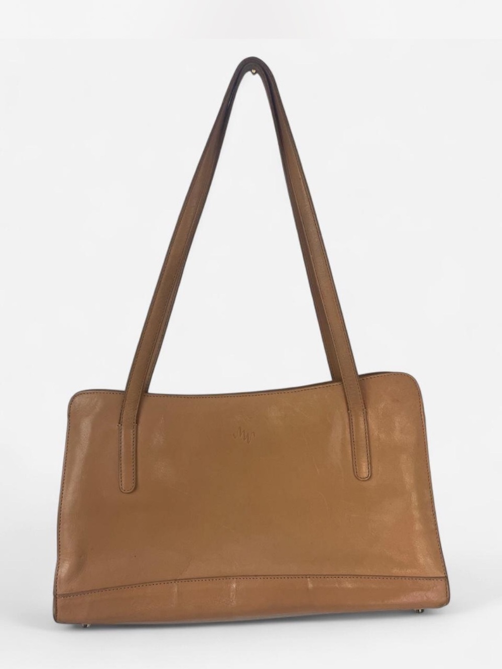 Vintage Y2K Classic Tan Leather Shoulder Bag by Monsac